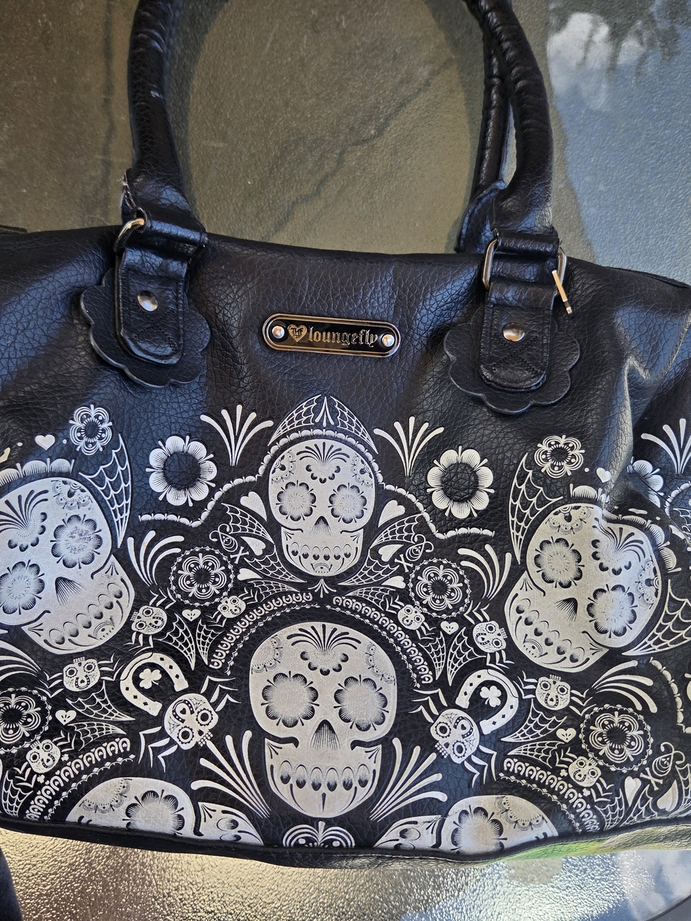 Loungefly Black Floral Sugar Skull Tote Bag